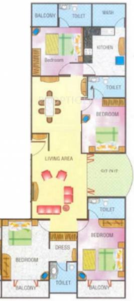 Floor Plan (4BHK+4T) Morya Group Galaxy Floor Plan (4BHK+4T)