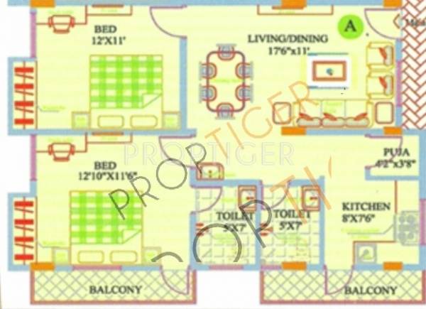 Sreenidhi Sreenidhi Residency (2BHK+2T (1,030 sq ft)   Pooja Room 1030 sq ft)