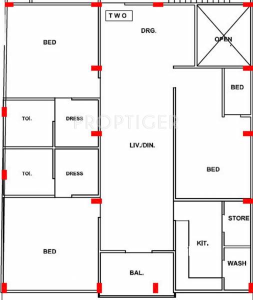 Morya Group Morya ShriLeela Floor Plan (3BHK+3T)