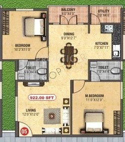 BM BM Silver Oaks (2BHK+2T (922 sq ft) 922 sq ft)