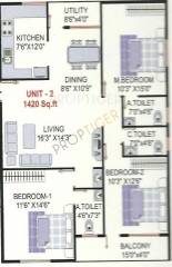 Dreamz Infra Siri gardenia (3BHK+3T (1,420 sq ft) 1420 sq ft) Dreamz Infra Siri gardenia (3BHK+3T (1,420 sq ft) 1420 sq ft)