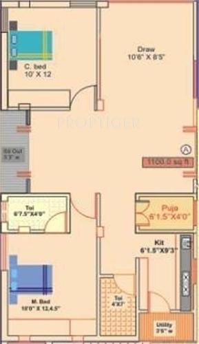 Abhinandana Kuteer (2BHK+2T (1,100 sq ft)   Pooja Room 1100 sq ft)