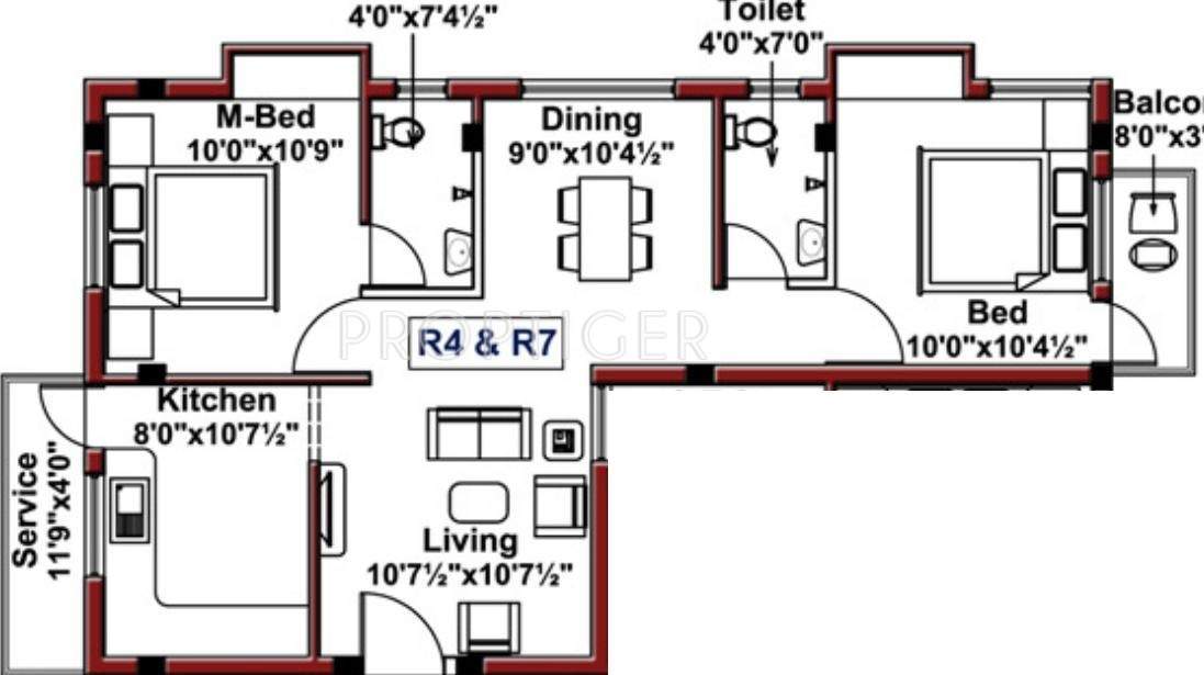 MKV Meenam Square (2BHK+2T (900 sq ft) 900 sq ft)