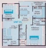 Floor Plan (2BHK+2T) Nishitas Siri Prestine Floor Plan (2BHK+2T)