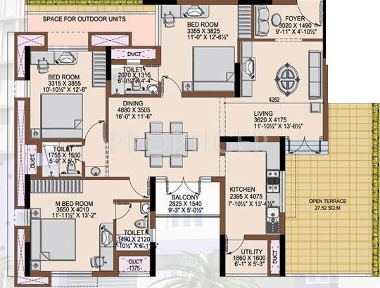 Paramount Grand Residency Floor Plan (3BHK+3T)