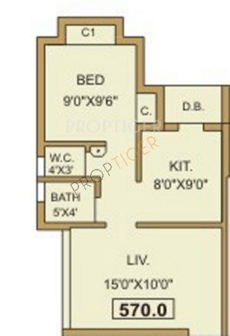 Baria M Baria Grace (1BHK+1T (570 sq ft) 570 sq ft)