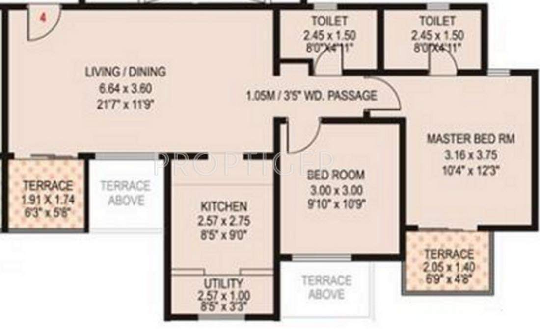 DSK Vidyanagari (2BHK+2T (988 sq ft) 988 sq ft)
