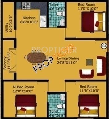 DS DSMAX SHELTONS (3BHK+2T (1,450 sq ft) 1450 sq ft)