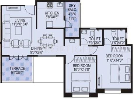 Pankaj Asmaan (2BHK+2T (1,109 sq ft) 1109 sq ft)