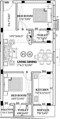 Guru Gayathri Apartments (2BHK+2T (902 sq ft) 902 sq ft)