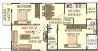 Space and Place Infrastructure Pyramid Platina Floor Plan (2BHK+2T)