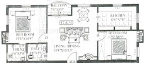 Guru Guru Sakthi Apartments (2BHK+2T (960 sq ft) 960 sq ft)