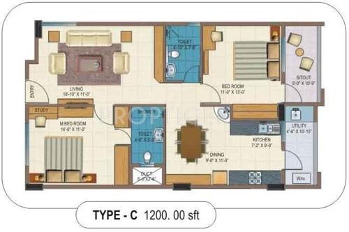 Navami Varsha (2BHK+2T (1,200 sq ft) 1200 sq ft)