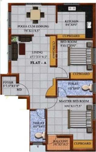 Guna Pallavaram Flats (2BHK+2T (865 sq ft) 865 sq ft)