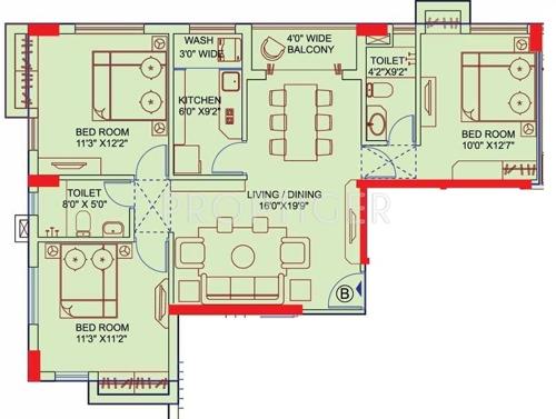 Mani Manisri (3BHK+2T (1,410 sq ft) 1410 sq ft)