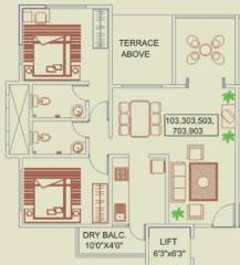Darvesh Jasmine Floor Plan (2BHK+2T)