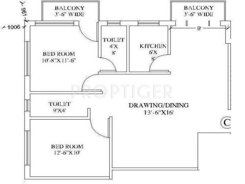 Magnolia Magnolia Crystal (2BHK+2T (890 sq ft) 890 sq ft)