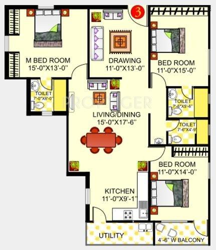 Gauthami MCG Residency (3BHK+3T (1,755 sq ft) 1755 sq ft)