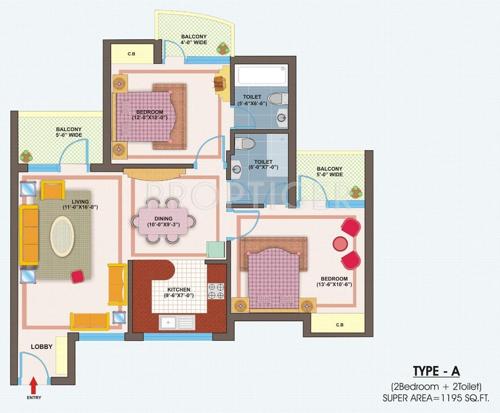 VXL Eastern Gates (2BHK+2T (1,195 sq ft) 1195 sq ft)