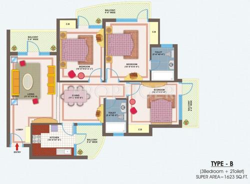 VXL Eastern Gates (3BHK+2T (1,623 sq ft) 1623 sq ft)