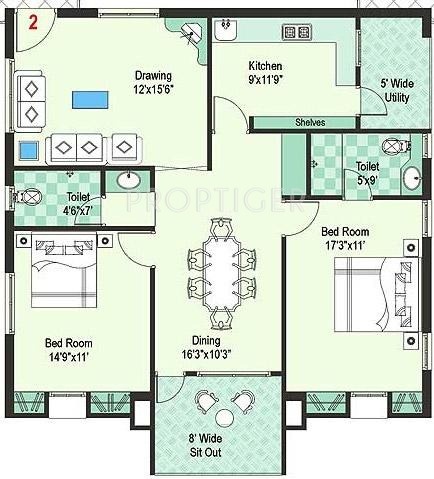 Gowra Express Towers (2BHK+2T (1,415 sq ft) 1415 sq ft)