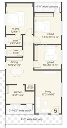 Abhinandana Sai Srinivasa Towers (3BHK+2T (1,450 sq ft)   Pooja Room 1450 sq ft)