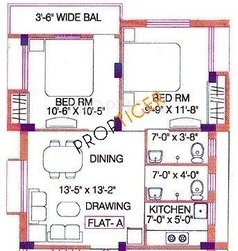 Floor Plan (2BHK+2T) Goldwin Group Jubilee Niket Floor Plan (2BHK+2T)