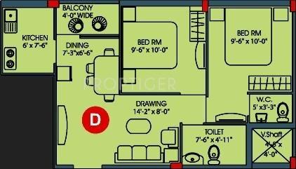 Goldwin Jubilee Residency (2BHK+2T (806 sq ft) 806 sq ft)