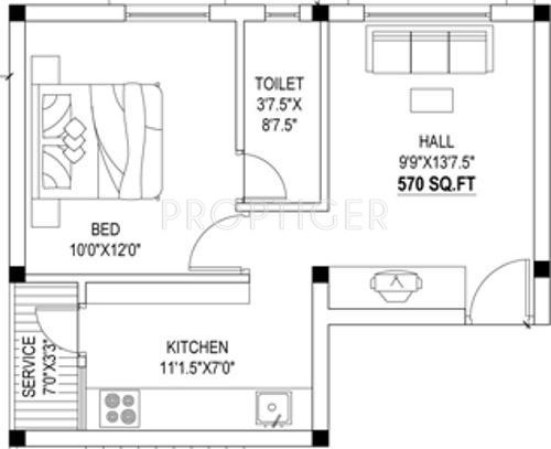 Aswin Grace (1BHK+1T (570 sq ft) 570 sq ft)