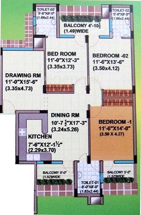 Aditya Palm Court (3BHK+3T (1,968 sq ft) 1968 sq ft)