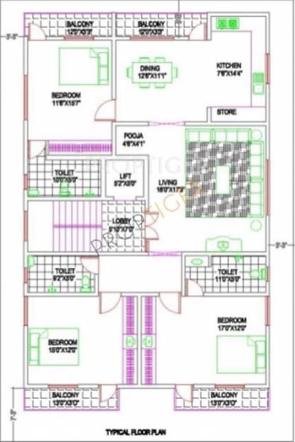 Navami Parkview Floor Plan (3BHK+3T)