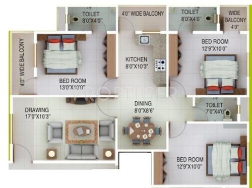 Green Amans Symphony (3BHK+3T (1,375 sq ft) 1375 sq ft)
