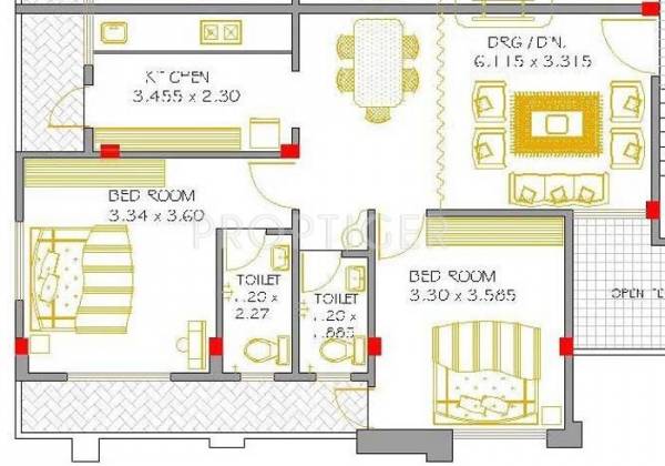 Floor Plan (2BHK+2T) M S Preetee Builder Konaark Castle Floor Plan (2BHK+2T)