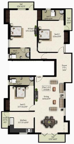 India Sai Rudhra (3BHK+3T (2,152 sq ft) 2152 sq ft)