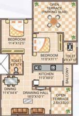 Floor Plan (2BHK+2T) Ashish Constructions Prajakta Cross Winds Floor Plan (2BHK+2T)