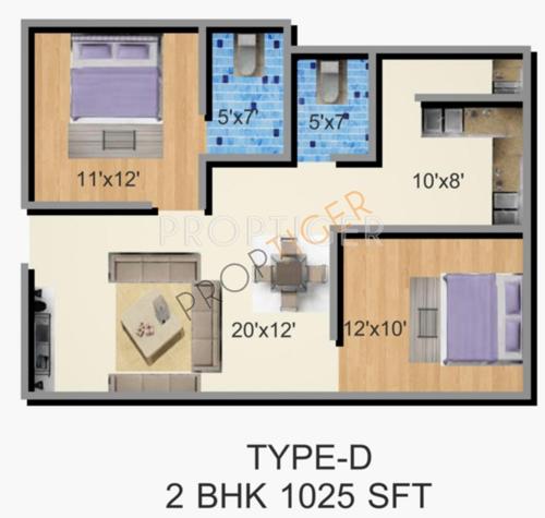 Akash Heritage X (2BHK+2T (1,025 sq ft) 1025 sq ft)