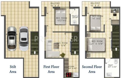 Sai Saisun Lake View Villas (3BHK+2T (1,278 sq ft) 1278 sq ft)
