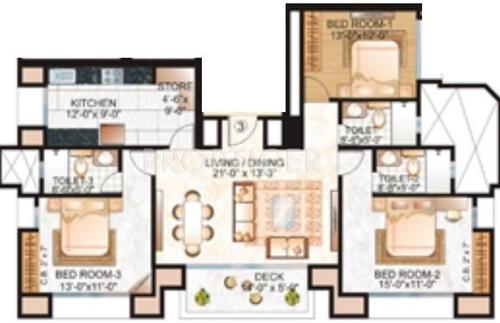 Hiranandani Arlington (3BHK+3T (1,695 sq ft) 1695 sq ft)