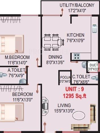 Elegant Emporium (2BHK+2T (1,295 sq ft) 1295 sq ft)