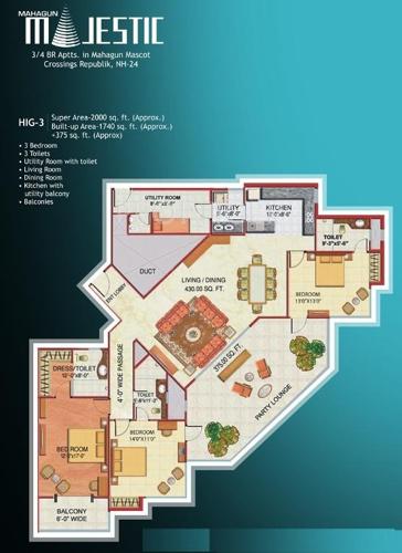 Mahagun Majestic (3BHK+3T (2,000 sq ft) 2000 sq ft)