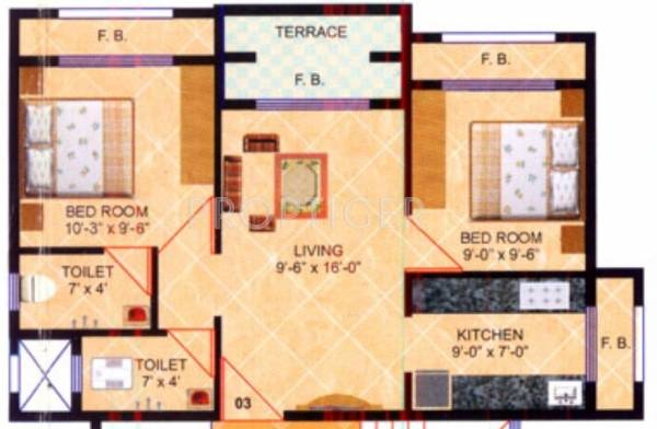 EV Crystal (2BHK+2T (875 sq ft) 875 sq ft)