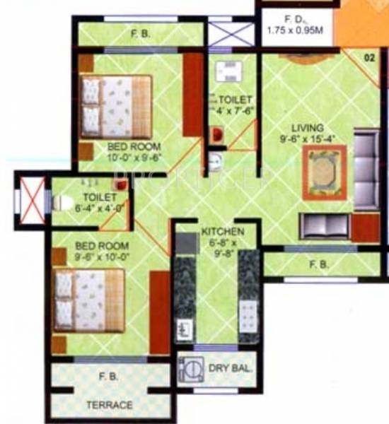 EV Crystal (2BHK+2T (937 sq ft) 937 sq ft)