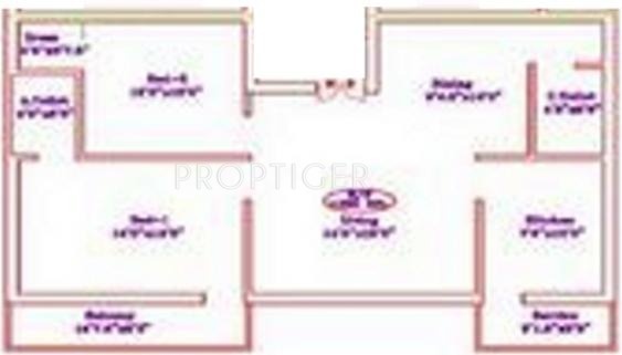 Cornerstone Breeze Apartments Floor Plan (3BHK+2T)