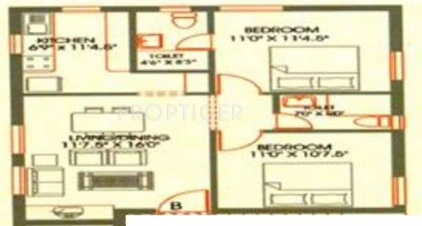 Casagrand Nircon Villa (2BHK+2T (840 sq ft) 840 sq ft)