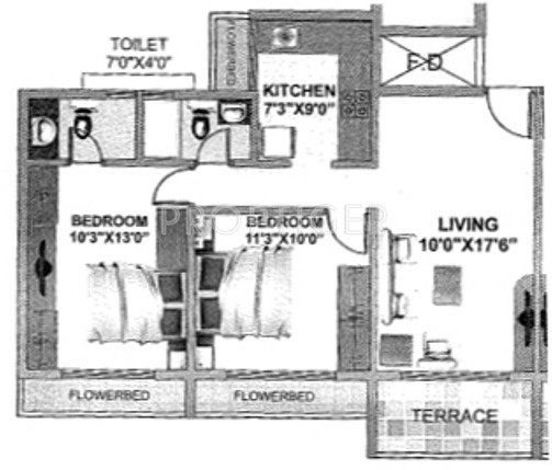 Ami Planet Venus Floor Plan (2BHK+2T)