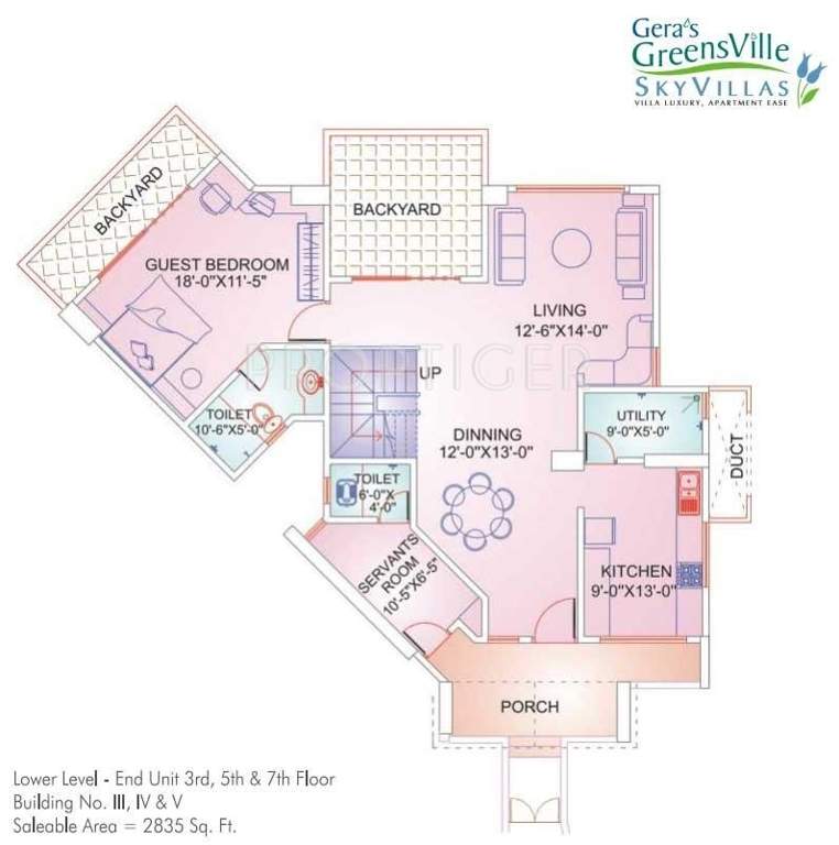 Geras Greens Ville Sky Villas (4BHK+4T (2,835 sq ft) Servant Room 2835 sq ft)