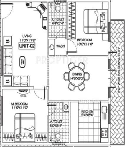 Puja Navarathna (2BHK+2T (1,070 sq ft) 1070 sq ft)