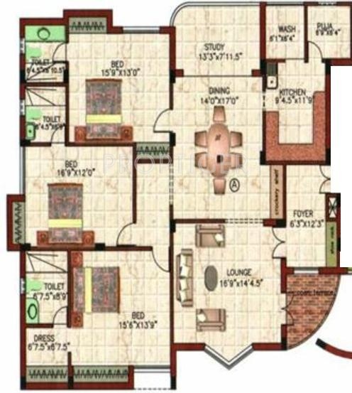 Casagrand Palacio (3BHK+3T (2,165 sq ft) + Study Room 2165 sq ft)