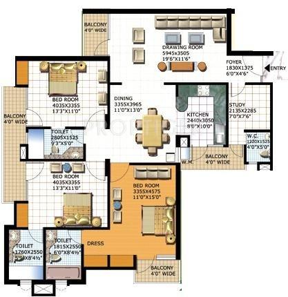 Purvanchal Heights (3BHK+3T (1,830 sq ft) Study Room 1830 sq ft) Purvanchal Heights (3BHK+3T (1,830 sq ft) Study Room 1830 sq ft)