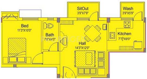 AKS Radiance (1BHK+1T (630 sq ft) 630 sq ft)